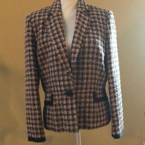 Chapter One Women’s Blazer Pink, Gray and Black plaid size 12.